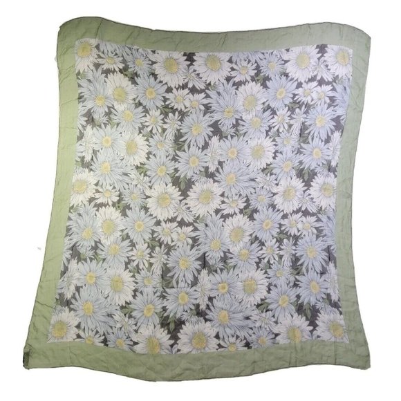 Dolce & Gabbana Foulard Large Square Neck Scarf Daisy Rolled Hem 100% Silk D&G - Picture 1 of 12